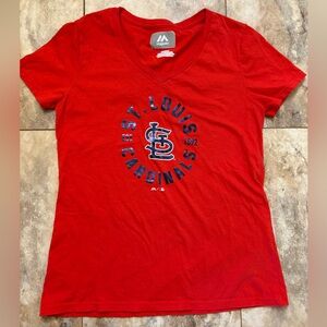 Majestic Womens V-Neck St. Louis Cardinals Shirt Red Women’s Size Small
